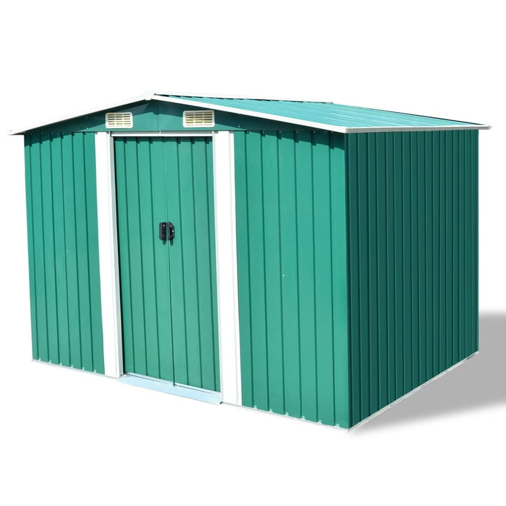 NNEVL Garden Storage Shed Green Metal 257x205x178 cm-0