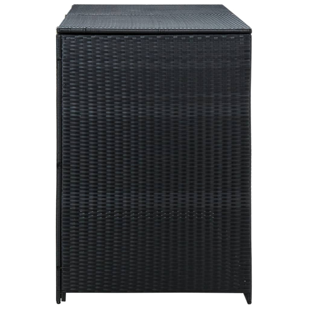 NNEVL Double Wheelie Bin Shed Poly Rattan Black 148x80x111 cm-3