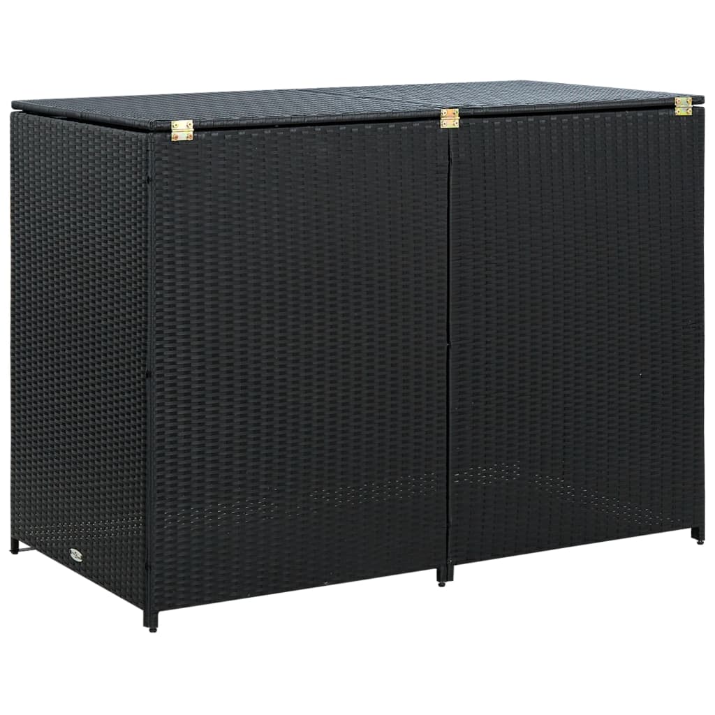 NNEVL Double Wheelie Bin Shed Poly Rattan Black 148x80x111 cm-4