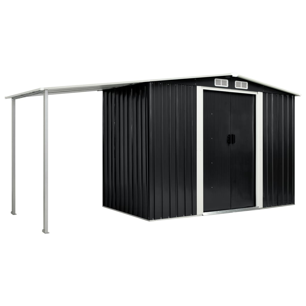 NNEVL Garden Shed with Sliding Doors Anthracite 386x131x178 cm Steel-0