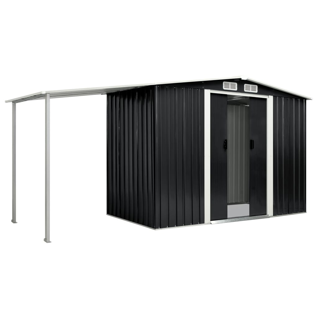 NNEVL Garden Shed with Sliding Doors Anthracite 386x131x178 cm Steel-1