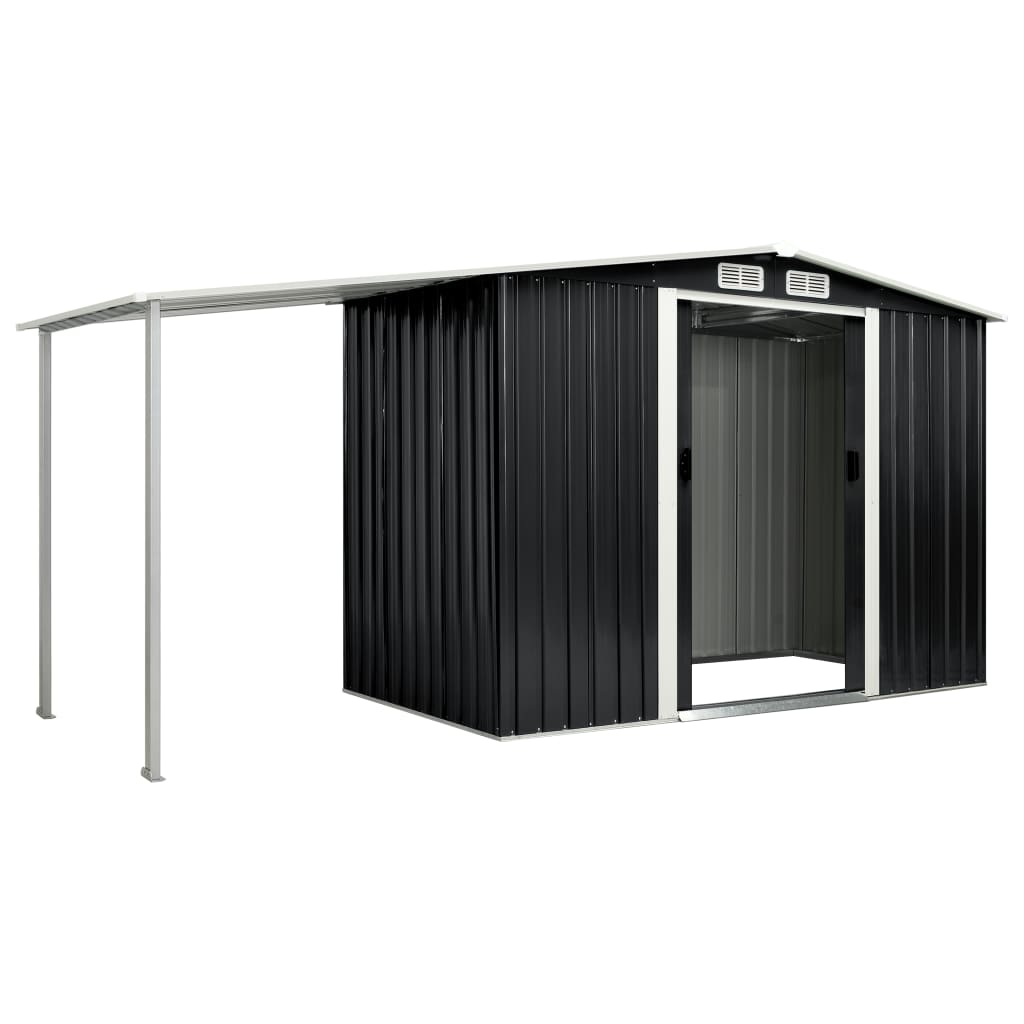 NNEVL Garden Shed with Sliding Doors Anthracite 386x131x178 cm Steel-2