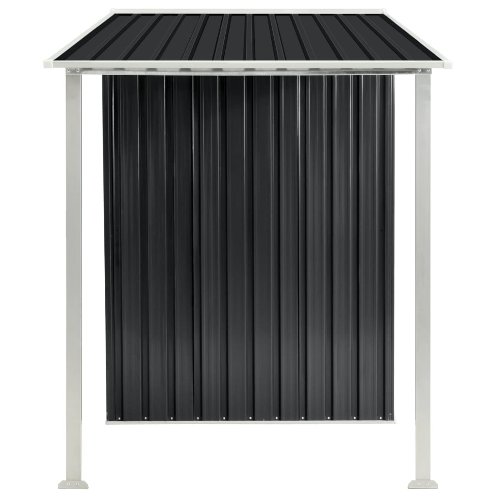 NNEVL Garden Shed with Sliding Doors Anthracite 386x131x178 cm Steel-4