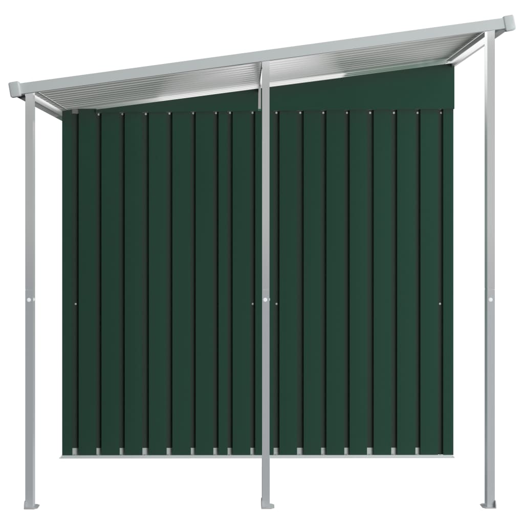 NNEVL Garden Shed with Extended Roof Green 346x193x181 cm Steel-2