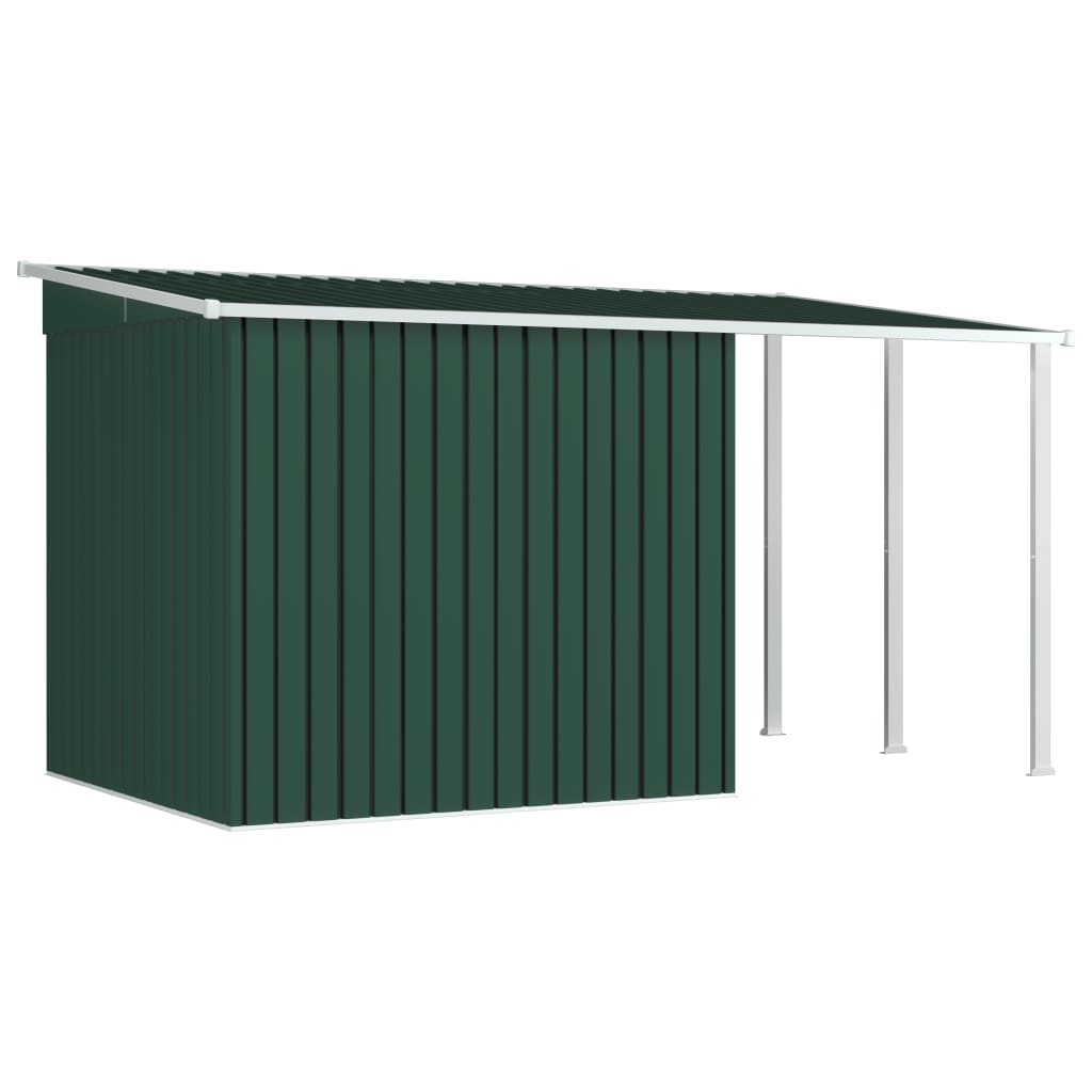 NNEVL Garden Shed with Extended Roof Green 346x193x181 cm Steel-3
