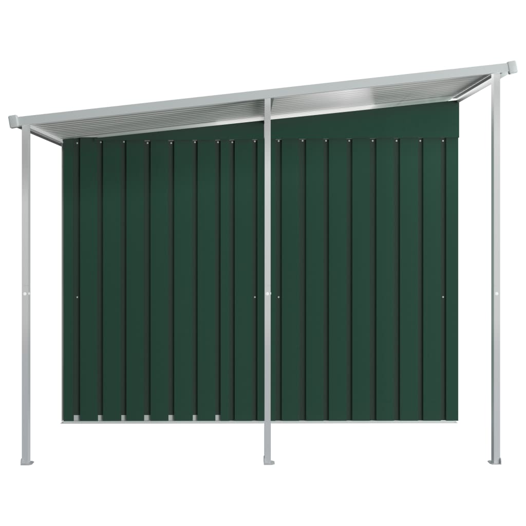 NNEVL Garden Shed with Extended Roof Green 346x236x181 cm Steel-2