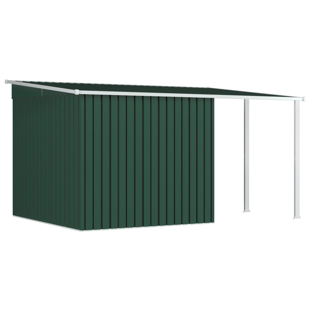 NNEVL Garden Shed with Extended Roof Green 346x236x181 cm Steel-3