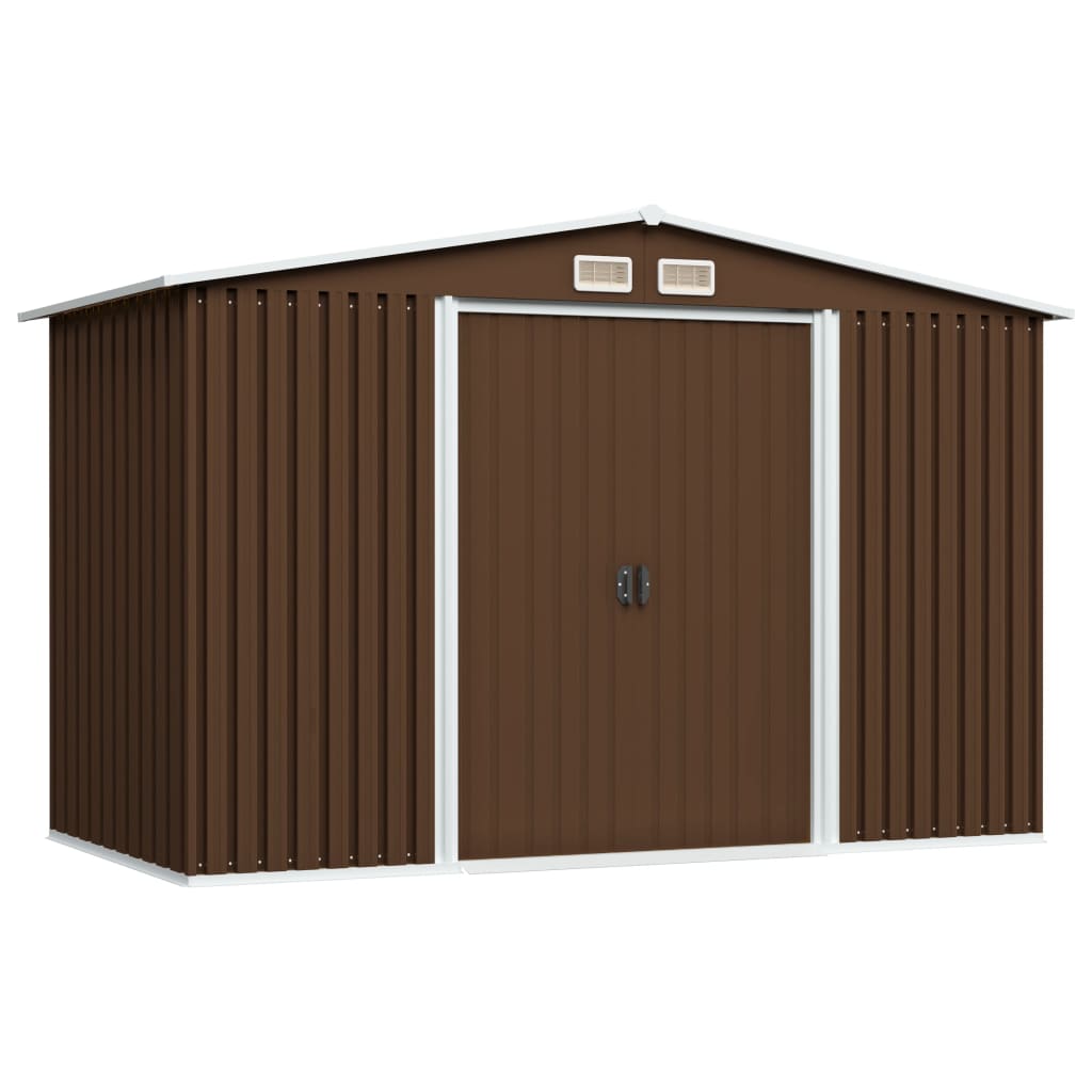 NNEVL Garden Storage Shed Brown 257x205x178 cm Steel-0