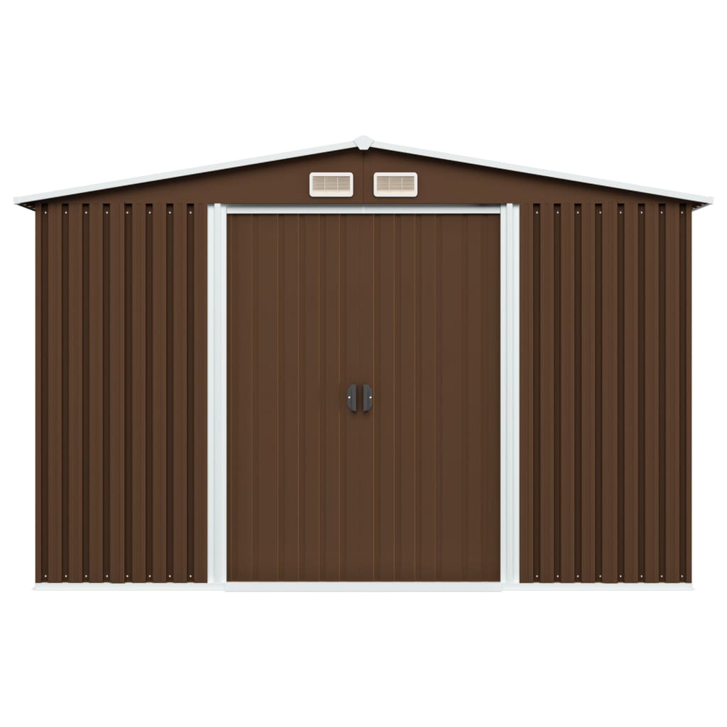 NNEVL Garden Storage Shed Brown 257x205x178 cm Steel-1