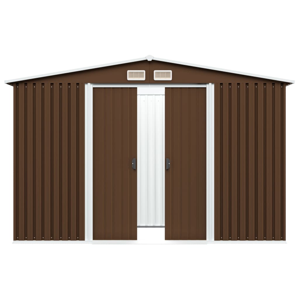 NNEVL Garden Storage Shed Brown 257x205x178 cm Steel-2