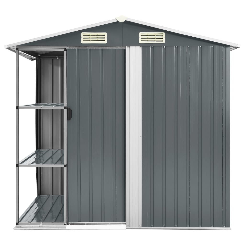 NNEVL Garden Shed with Rack Grey 205x130x183 cm Iron-1