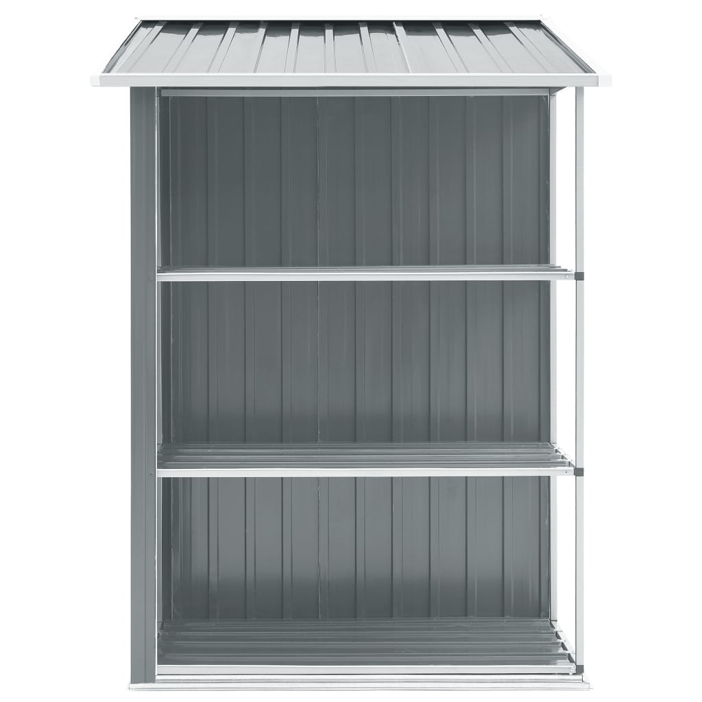 NNEVL Garden Shed with Rack Grey 205x130x183 cm Iron-3