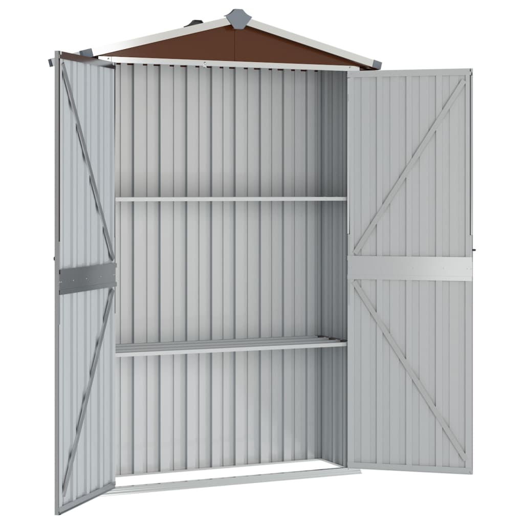 NNEVL Garden Shed Brown 107.5x46x183 cm Galvanised Steel-2