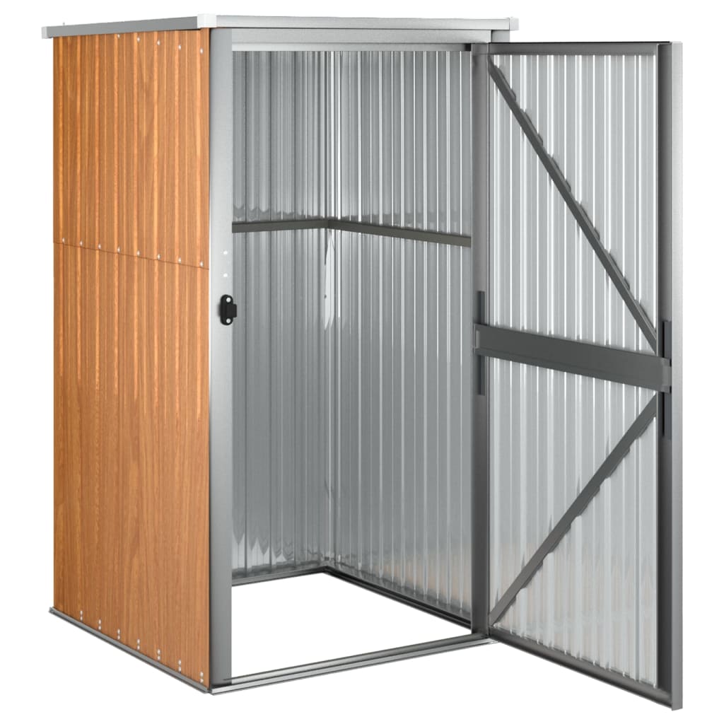NNEVL Garden Tool Shed Brown 88x89x161 cm Galvanised Steel-4