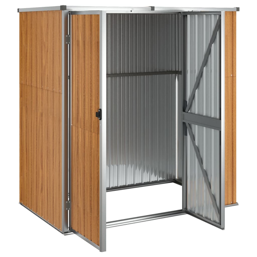 NNEVL Garden Tool Shed Brown 161x89x161 cm Galvanised Steel-3