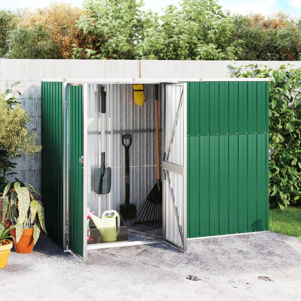 NNEVL Garden Tool Shed Green 225x89x161 cm Galvanised Steel-0
