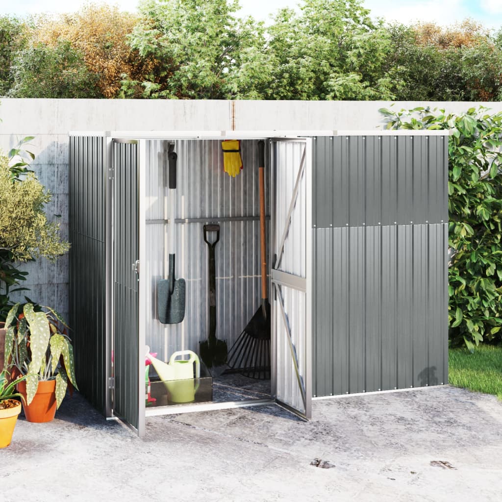 NNEVL Garden Tool Shed Grey 225x89x161 cm Galvanised Steel-0
