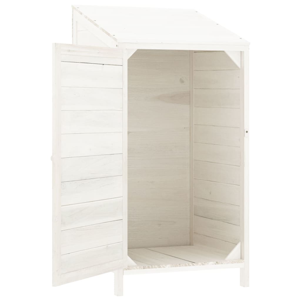 NNEVL Garden Shed White 55x52x112 cm Solid Wood Fir-3