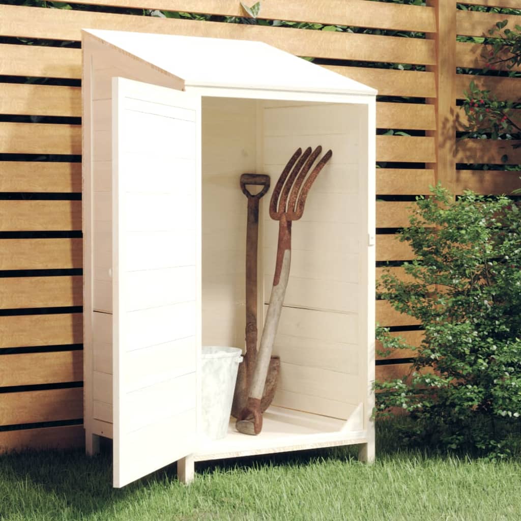 NNEVL Garden Shed White 55x52x112 cm Solid Wood Fir-0