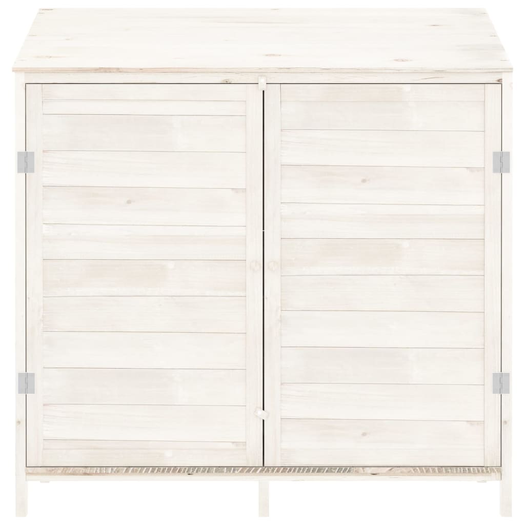 NNEVL Garden Shed White 102x52x112 cm Solid Wood Fir-2