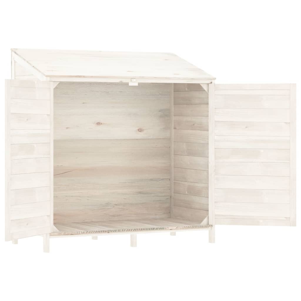 NNEVL Garden Shed White 102x52x112 cm Solid Wood Fir-3