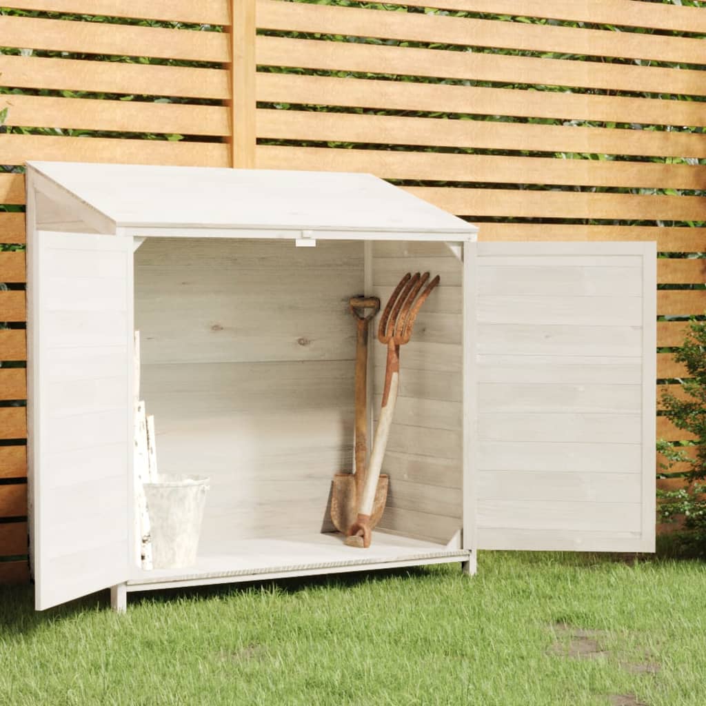 NNEVL Garden Shed White 102x52x112 cm Solid Wood Fir-0
