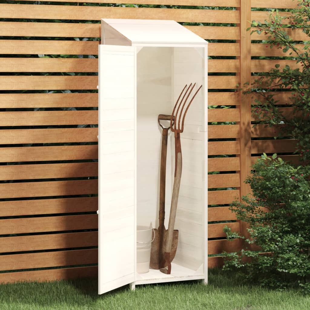 NNEVL Garden Shed White 55x52x174.5 cm Solid Wood Fir-2