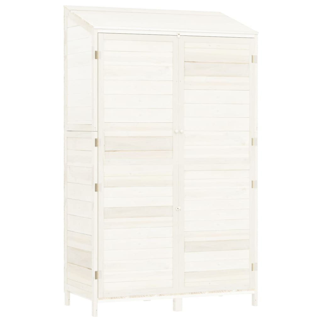 NNEVL Garden Shed White 102x52x174.5 cm Solid Wood Fir-1