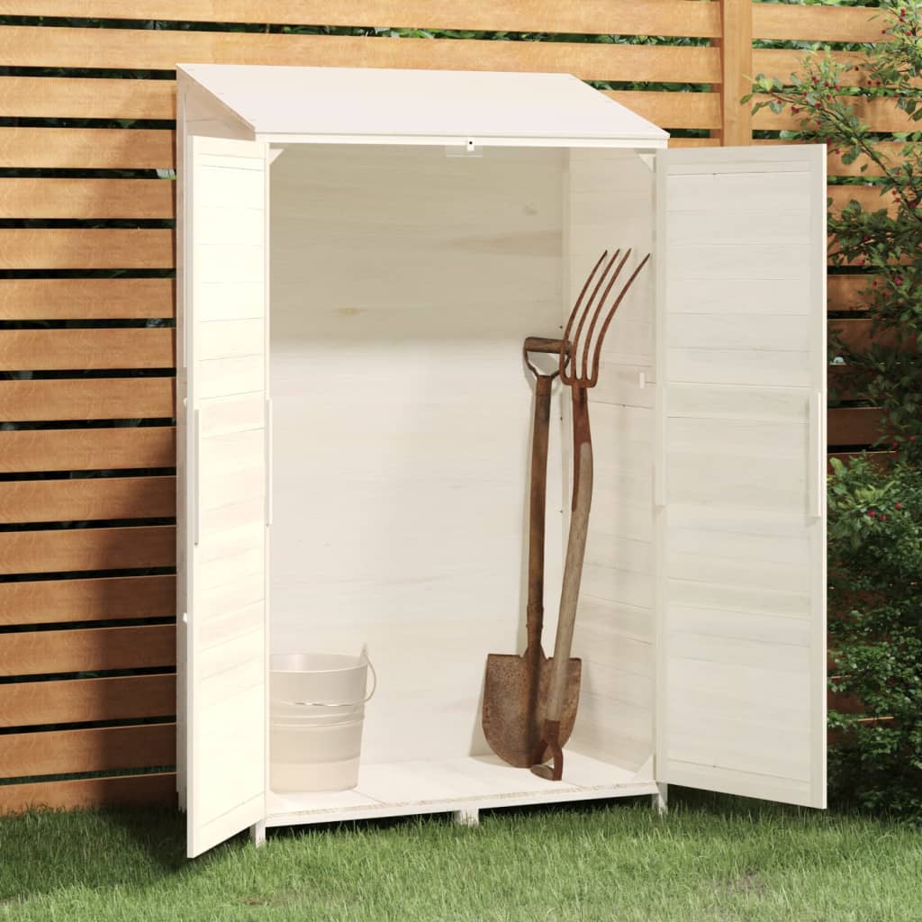 NNEVL Garden Shed White 102x52x174.5 cm Solid Wood Fir-2