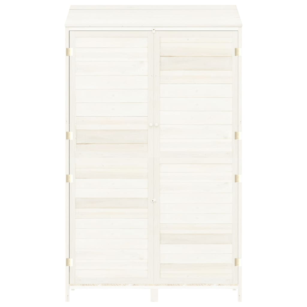 NNEVL Garden Shed White 102x52x174.5 cm Solid Wood Fir-3