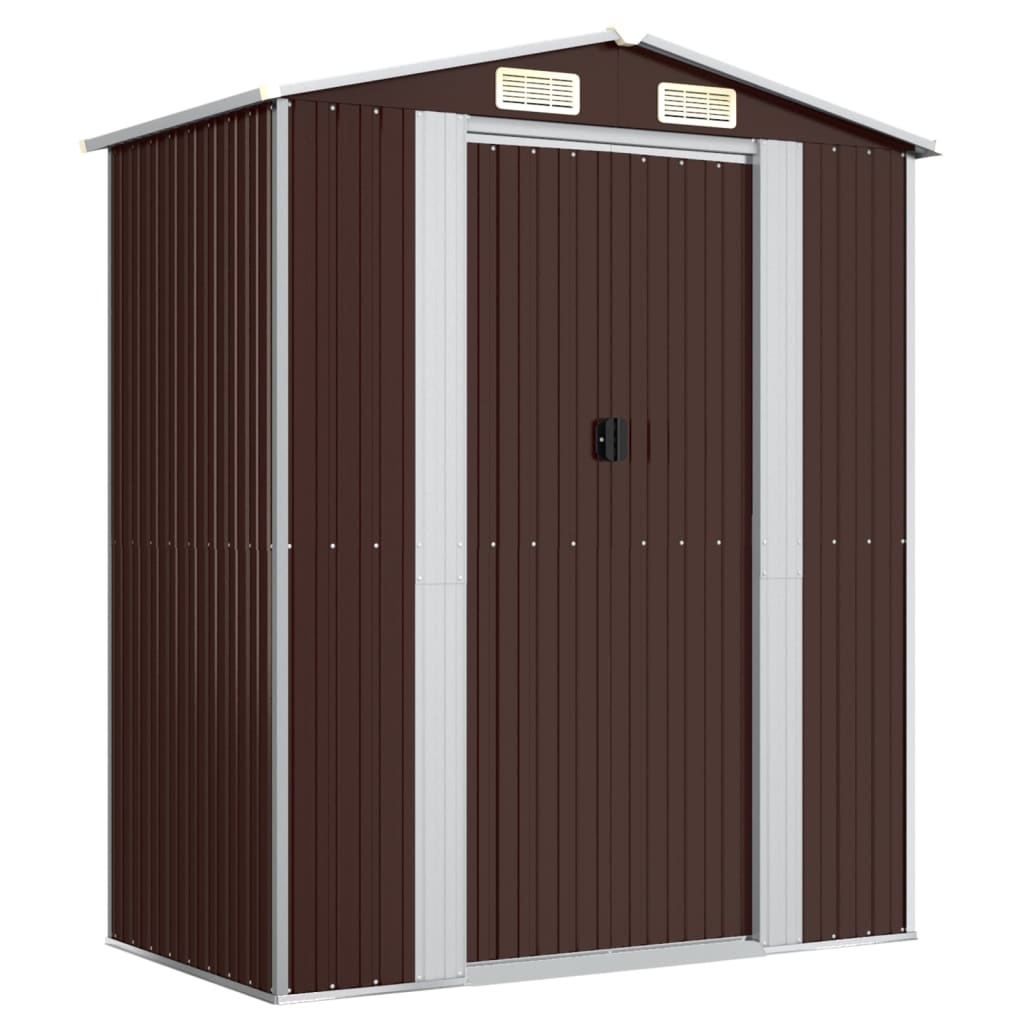 NNEVL Garden Shed Dark Brown 192x108x223 cm Galvanised Steel-1