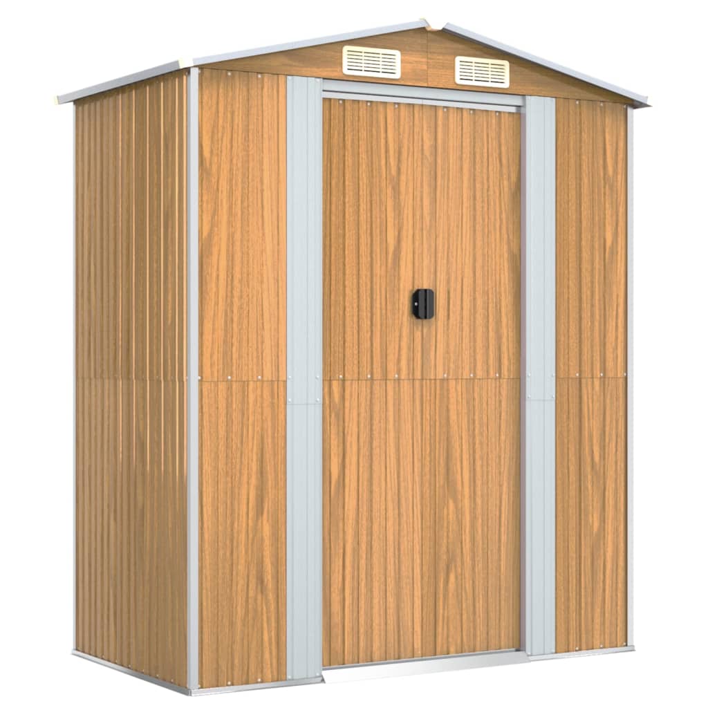 NNEVL Garden Shed Light Brown 192x108x223 cm Galvanised Steel-1