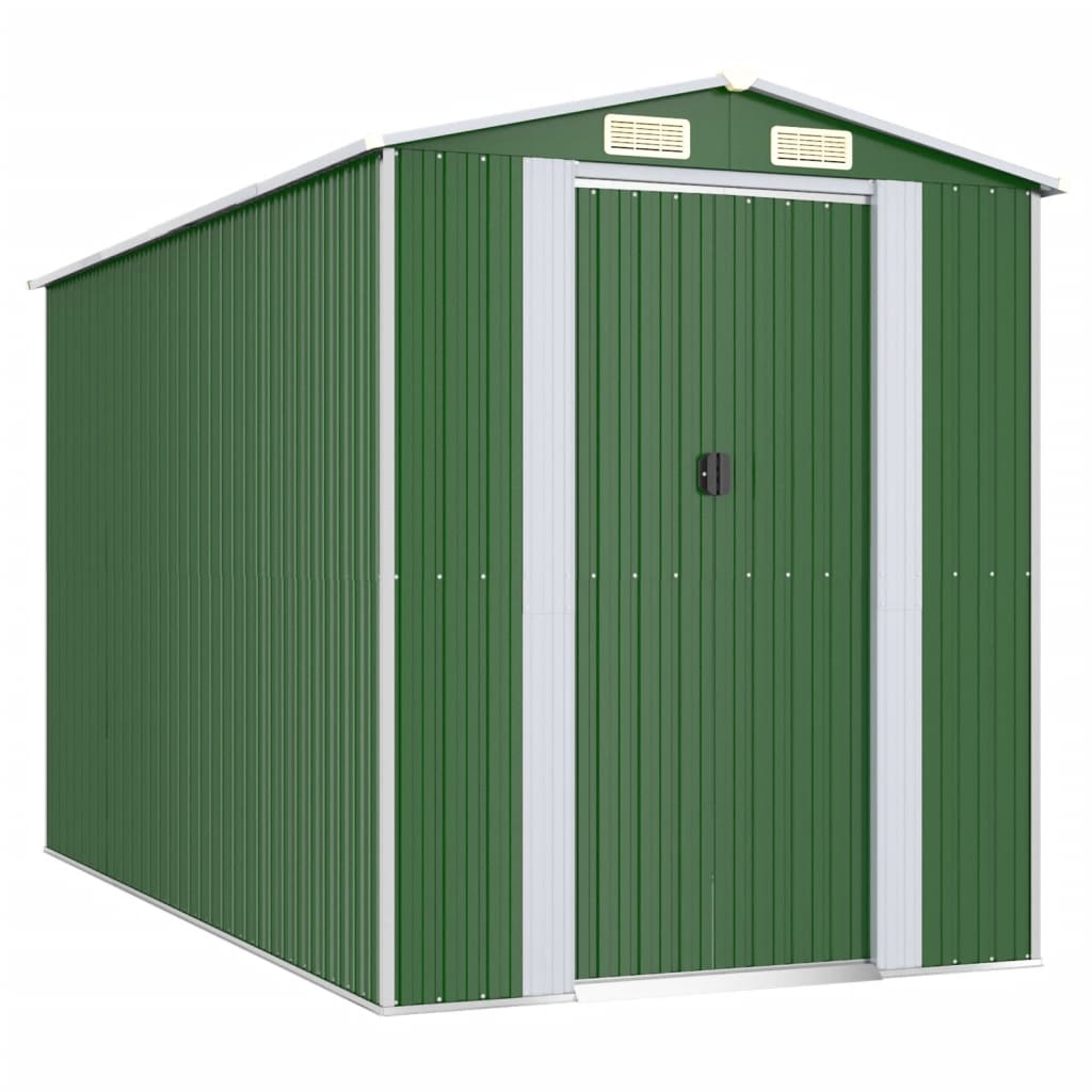 NNEVL Garden Shed Green 192x357x223 cm Galvanised Steel-1