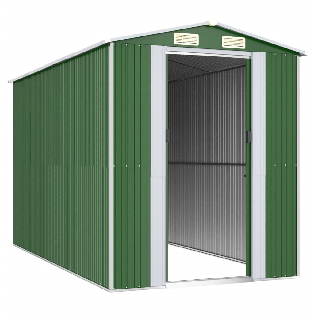 NNEVL Garden Shed Green 192x357x223 cm Galvanised Steel-2