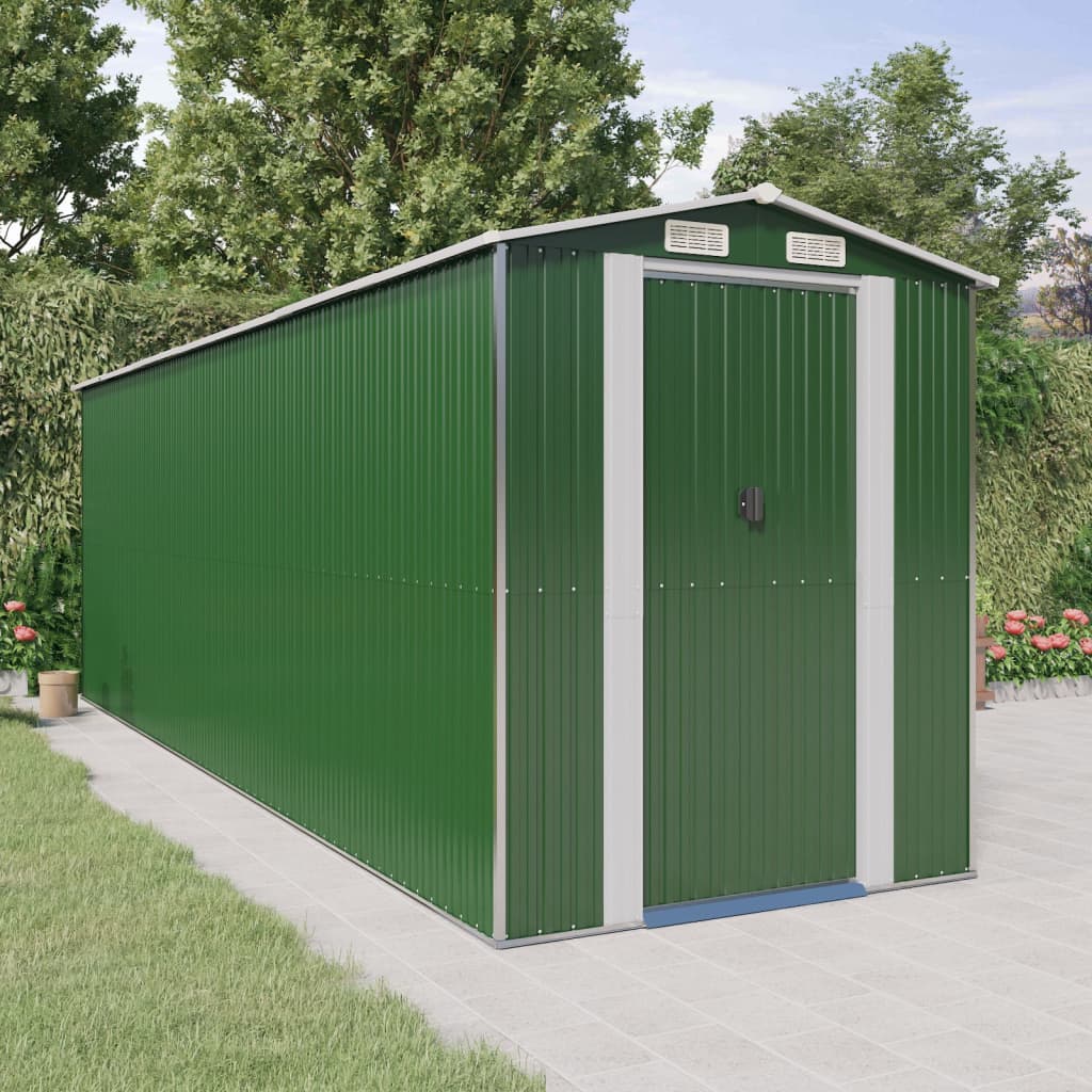 NNEVL Garden Shed Green 192x606x223 cm Galvanised Steel-0