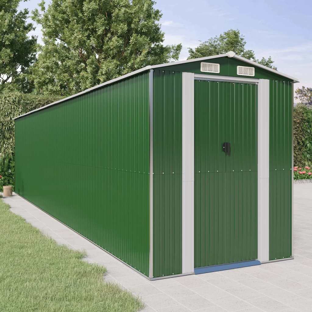 NNEVL Garden Shed Green 192x855x223 cm Galvanised Steel-0