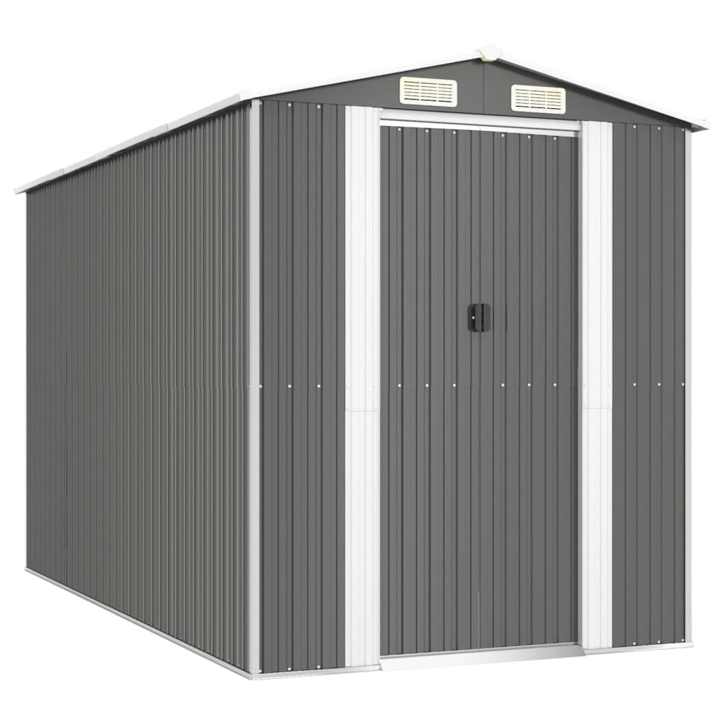 NNEVL Garden Shed Light Grey 192x357x223 cm Galvanised Steel-1