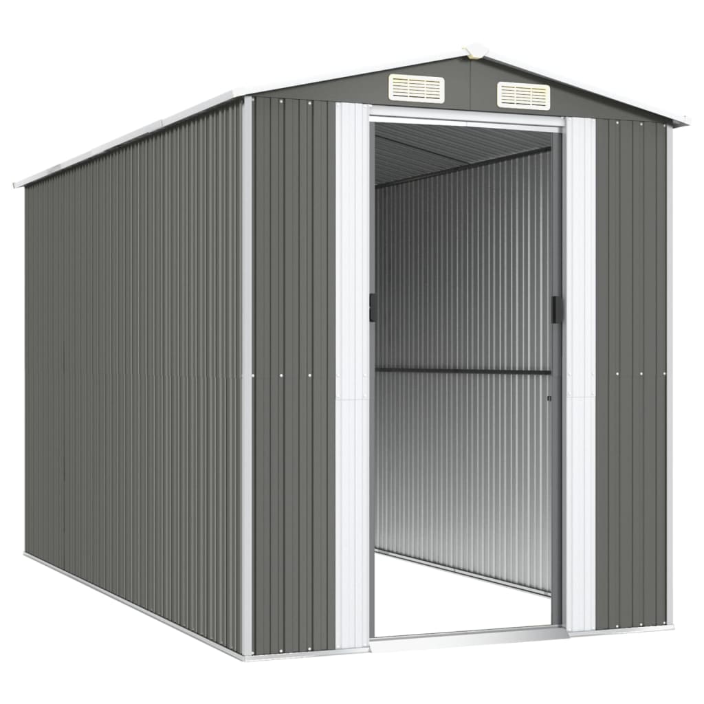 NNEVL Garden Shed Light Grey 192x357x223 cm Galvanised Steel-3