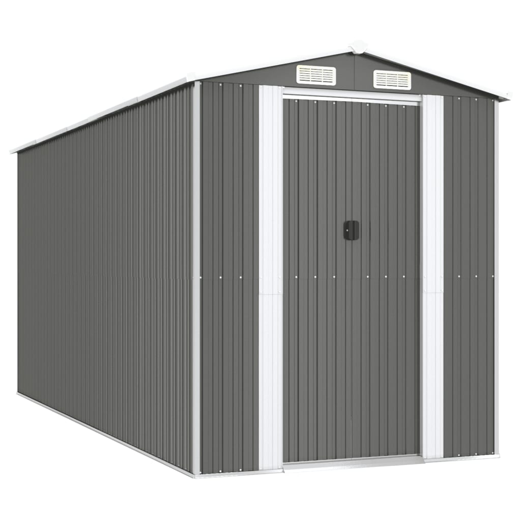 NNEVL Garden Shed Light Grey 192x440x223 cm Galvanised Steel-1