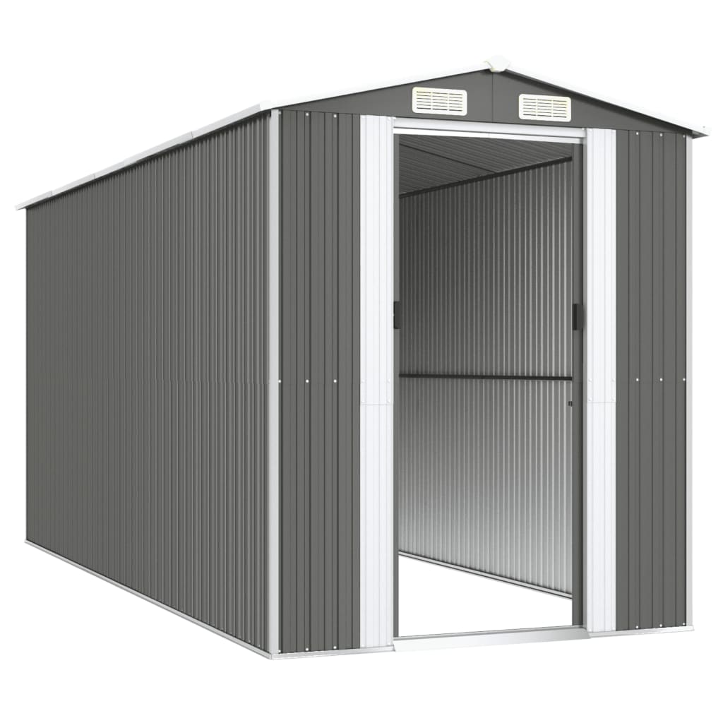 NNEVL Garden Shed Light Grey 192x440x223 cm Galvanised Steel-3