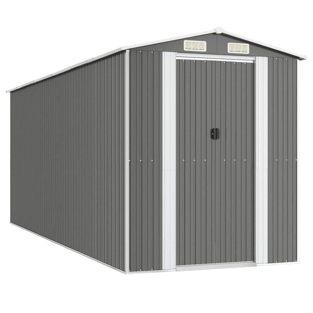 NNEVL Garden Shed Light Grey 192x523x223 cm Galvanised Steel-1