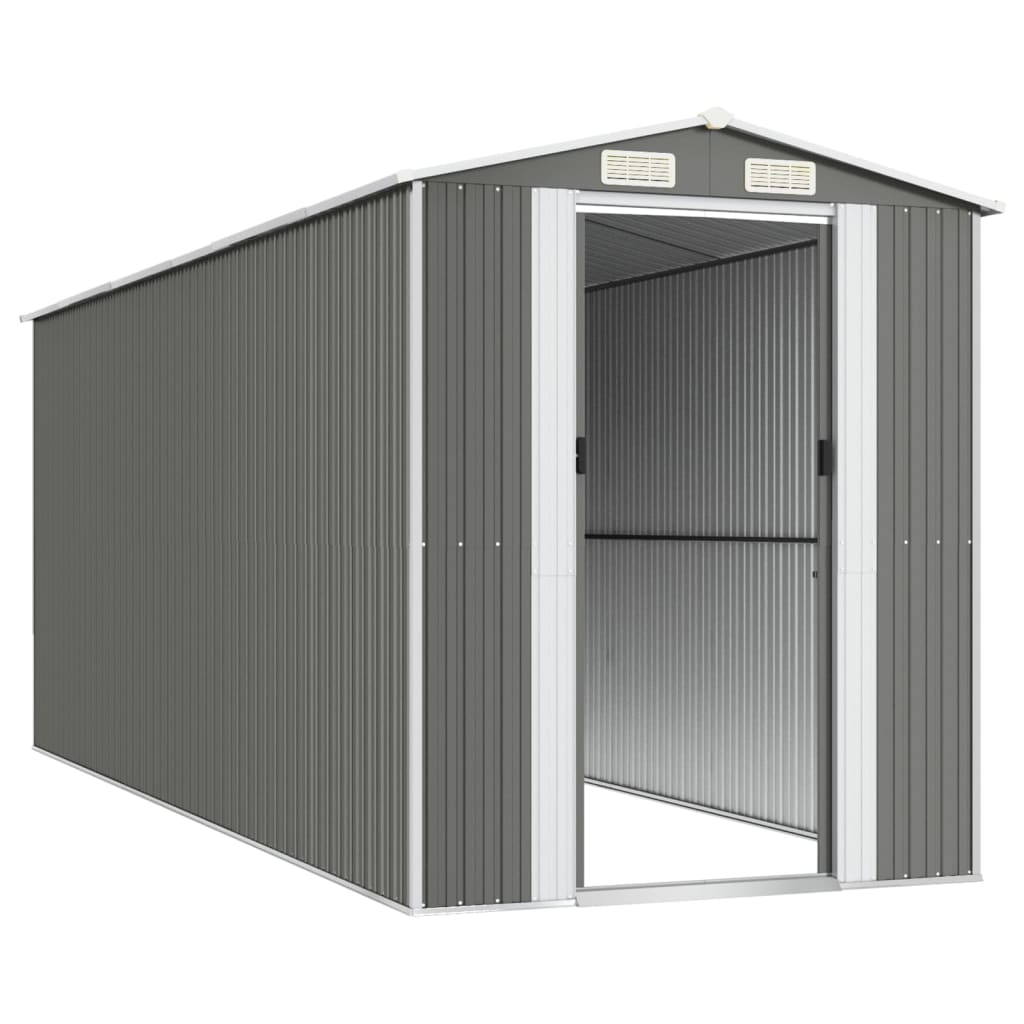 NNEVL Garden Shed Light Grey 192x523x223 cm Galvanised Steel-3