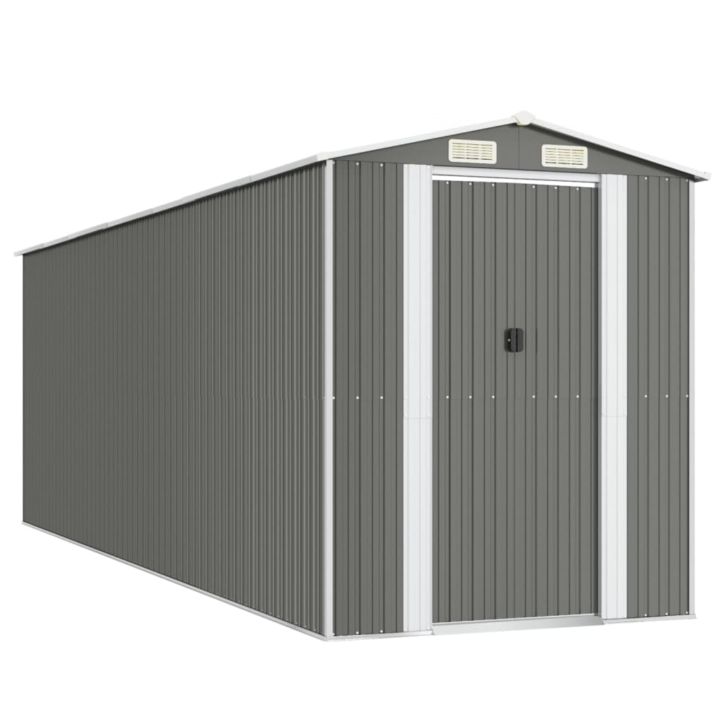 NNEVL Garden Shed Light Grey 192x606x223 cm Galvanised Steel-1