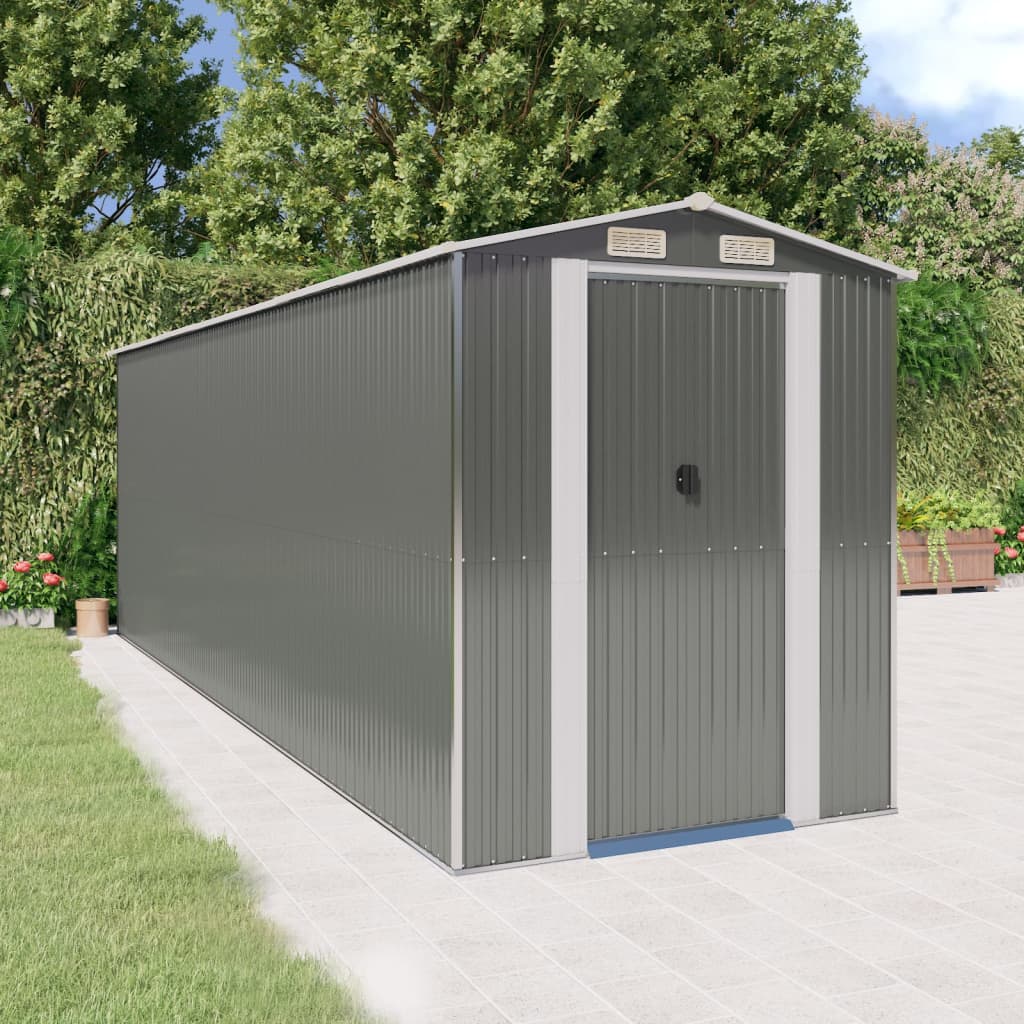 NNEVL Garden Shed Light Grey 192x606x223 cm Galvanised Steel-0