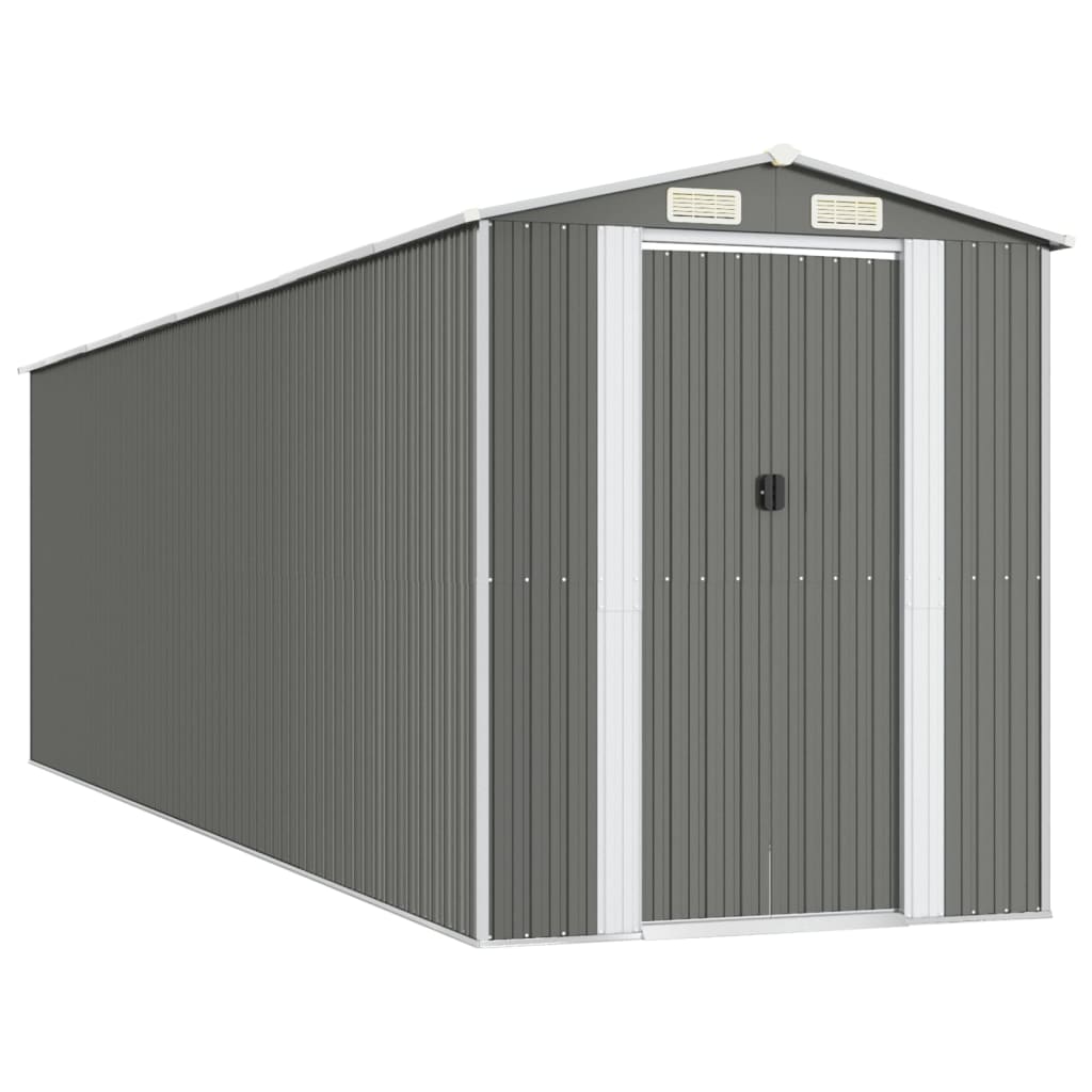 NNEVL Garden Shed Light Grey 192x689x223 cm Galvanised Steel-1