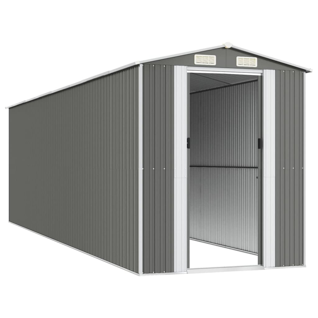 NNEVL Garden Shed Light Grey 192x689x223 cm Galvanised Steel-3