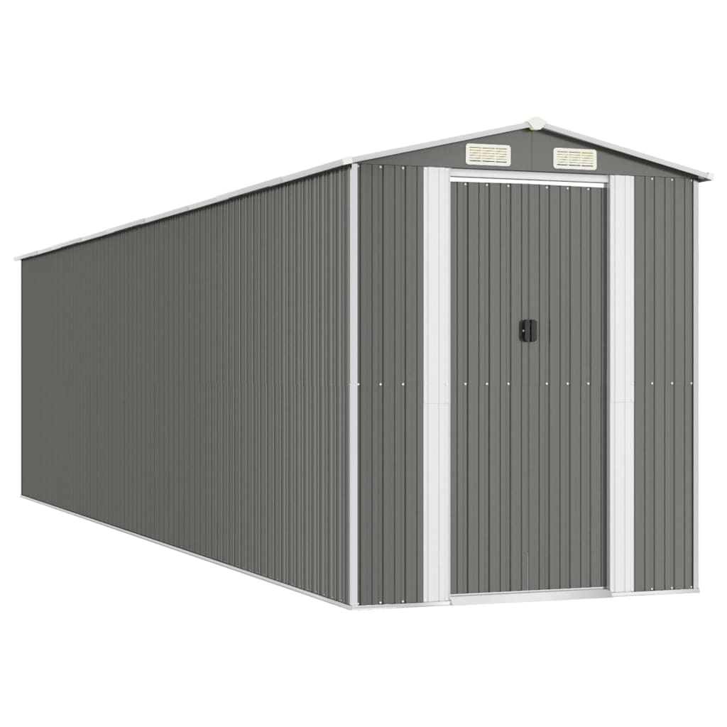 NNEVL Garden Shed Light Grey 192x772x223 cm Galvanised Steel-1