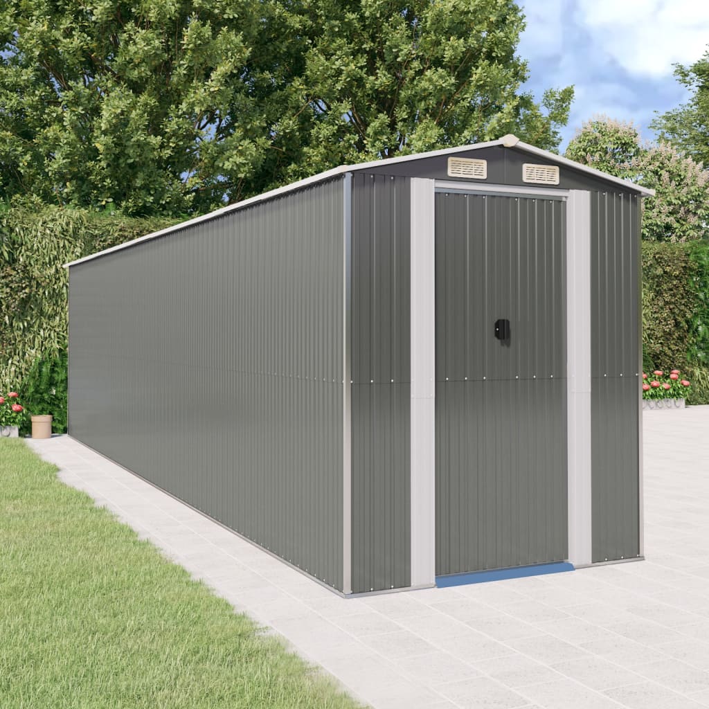 NNEVL Garden Shed Light Grey 192x772x223 cm Galvanised Steel-0