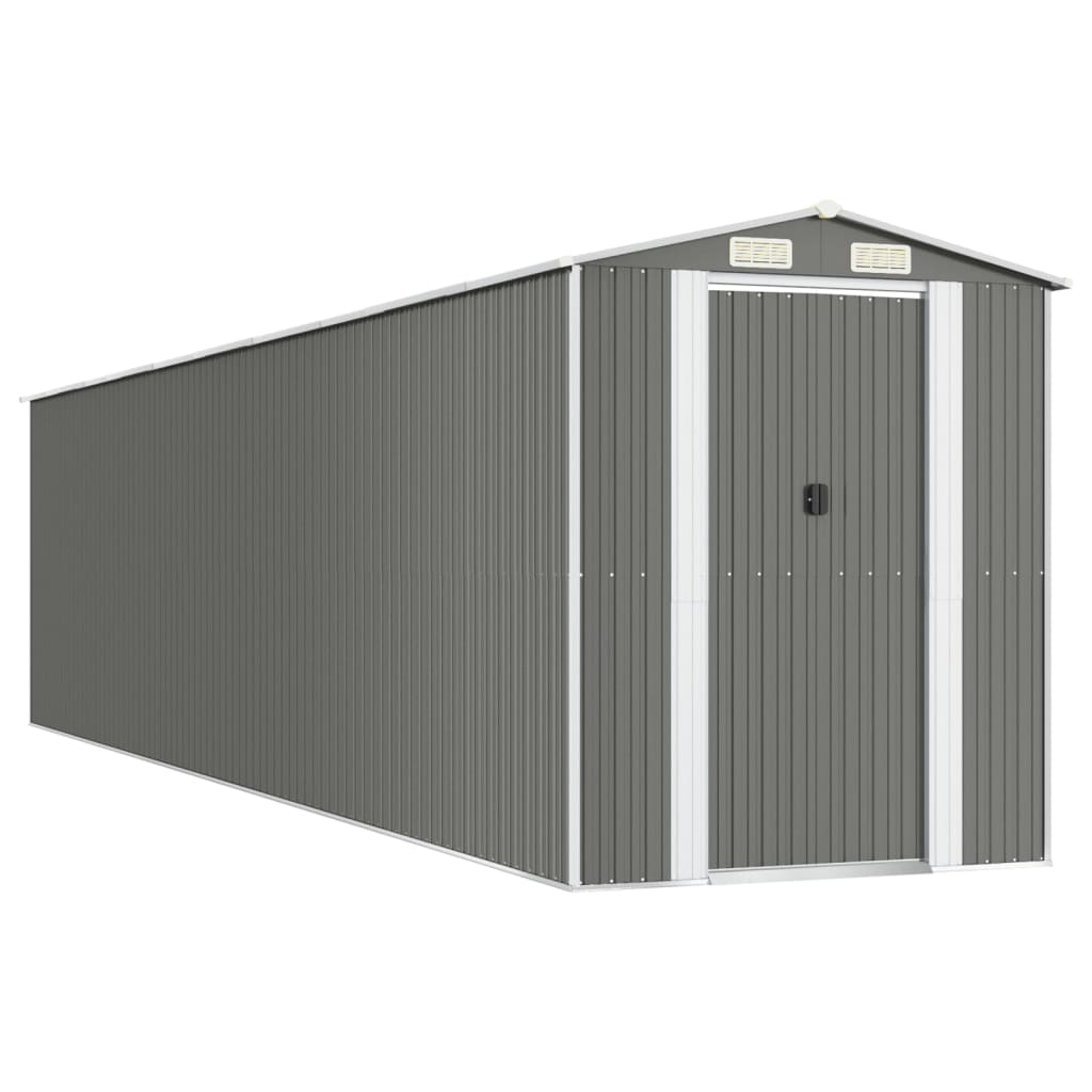 NNEVL Garden Shed Light Grey 192x855x223 cm Galvanised Steel-1