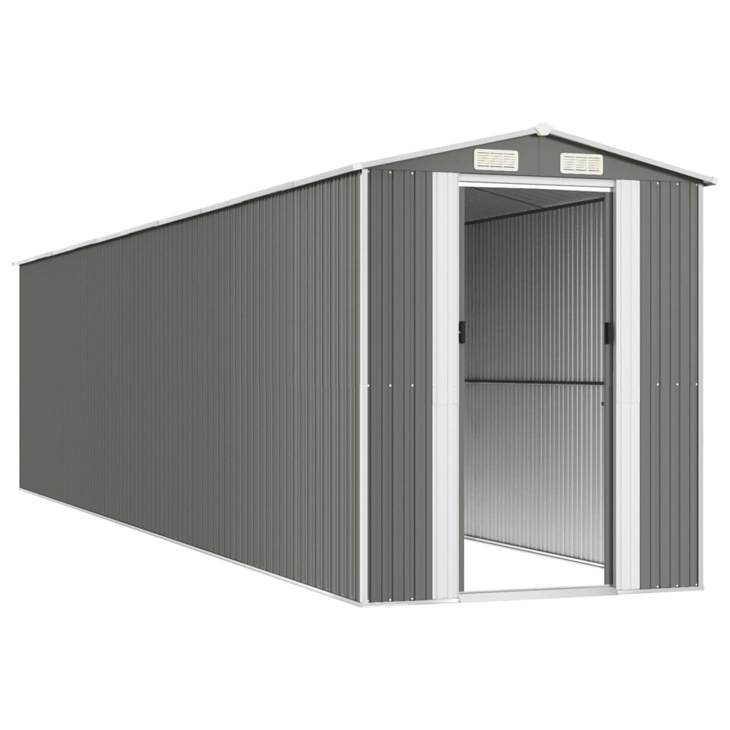 NNEVL Garden Shed Light Grey 192x855x223 cm Galvanised Steel-3